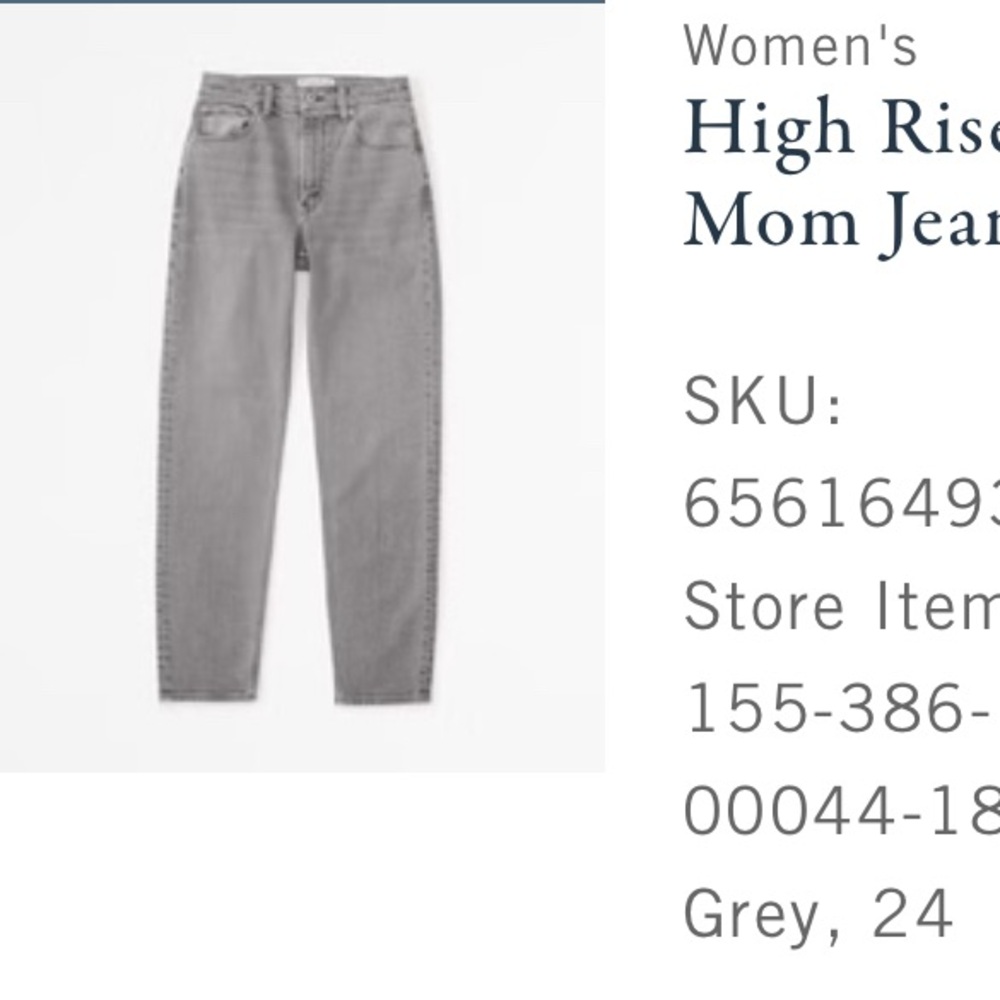 Abercrombie & Fitch Women's High Rise Mom Jeans - Gray